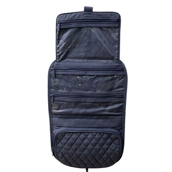 Vera Bradley Cosmetic Hanging Travel Bag Organizer Medium Gray Diamond Quilted - Picture 1 of 9